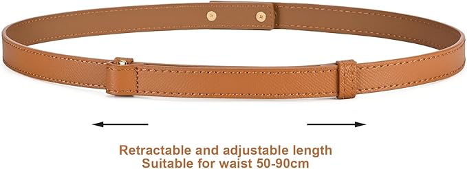 HATOFES Ceinture pour femme, réglable, fine, décorative, en cuir, alliage solide, à fermeture rotative, pour robes, jeans, pantalons – Image 2