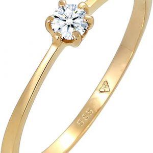 Bague Femmes Solitaire Fiançailles avec Diamant (0.11 ct.) en Or Jaune