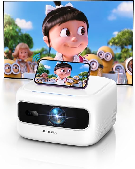 ULTIMEA Portable Videoprojecteur avec Décodage Full HD 1080P, 300 ANSI Lumen, Videoprojecteur avec Focus Électrique et Faible Latence, Movie Projecteur pour iOS/Android Phone, TV Stick, Apollo P10