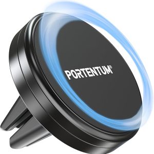 PORTENTUM Support Telephone Voiture magnetique ultrap Puissant – Fixation pour Grille d’aération – Rotation 360° – Aimants extrêmes optimisés – Nouvelle Version Compatible iPhone, Samsung, Android