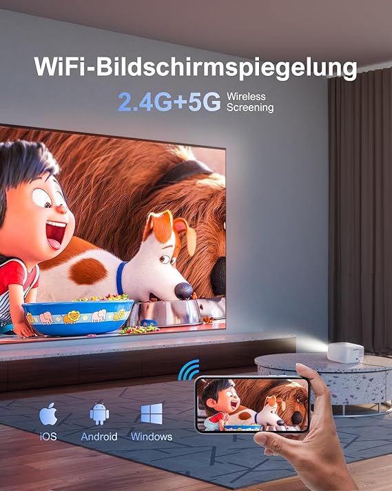 ULTIMEA Portable Videoprojecteur avec Décodage Full HD 1080P, 300 ANSI Lumen, Videoprojecteur avec Focus Électrique et Faible Latence, Movie Projecteur pour iOS/Android Phone, TV Stick, Apollo P10 – Image 3