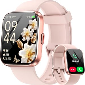 Montre Connectée Femme pour Samsung, iPhone, Android, 1.8″ Smartwatch avec Appel Bluetooth, Voix de l’IA, Alexa intégrée, Smartwatch Moniteur, Calories, IP68 Montre Intelligente, Podometre