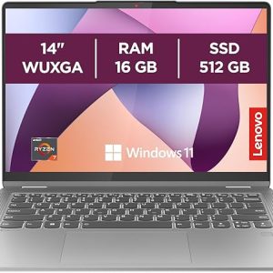 Lenovo IdeaPad Flex 5 14ABR8 – Ordinateur Portable 14” WUXGA Tactile (AMD Ryzen 7 5825U, RAM 16Go, SSD 512Go, AMD Radeon Graphics, Windows 11 Home) Clavier AZERTY Français – Gris
