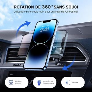 Miracase Support Téléphone Voiture Magnetique, 2025 Amélioré[Aimants Ultra Puissante] Porte Téléphone Voiture Aimanté Compatible avec Tous Les Smartphones 4.0”-7.0”
