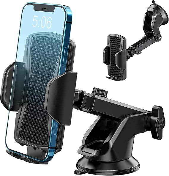 Hoppac Support Telephone Voiture, Porte Téléphone Voiture Tableau de Bord et Voiture Pare-Brise, 360 Degrés Rotation, Un Bouton de Libération, pour 4-7 in Smartphone – Image 4