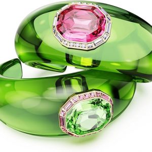 Octagon cut, Pavé, Multicolored, Gold-tone plated