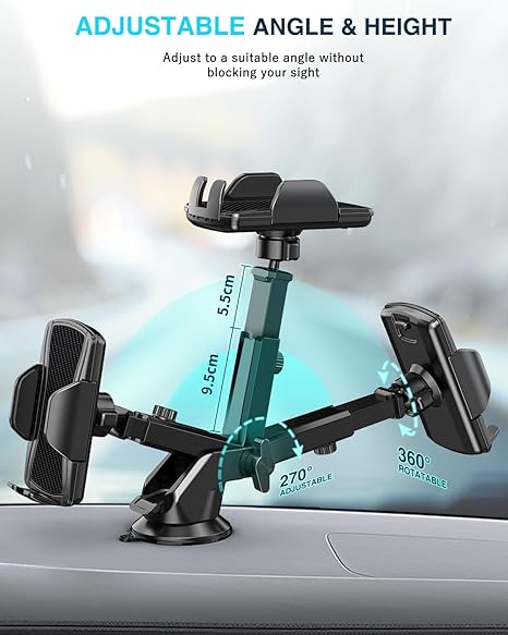 Hoppac Support Telephone Voiture, Porte Téléphone Voiture Tableau de Bord et Voiture Pare-Brise, 360 Degrés Rotation, Un Bouton de Libération, pour 4-7 in Smartphone – Image 6