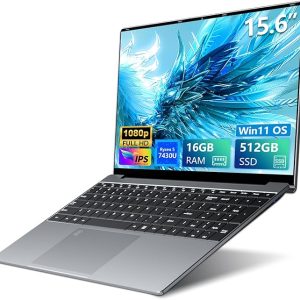 Ordinateur Portable 15,6 Pouces, AND Ryzen 5 7430U CPU, Win11 PC Portable 16 Go RAM SSD 512 Go, Graphique Radeon, Clavier Rétro-éclairé/Déverrouillage Empreinte, Type-C+Webcam+BT5.0+6000mAh Battery