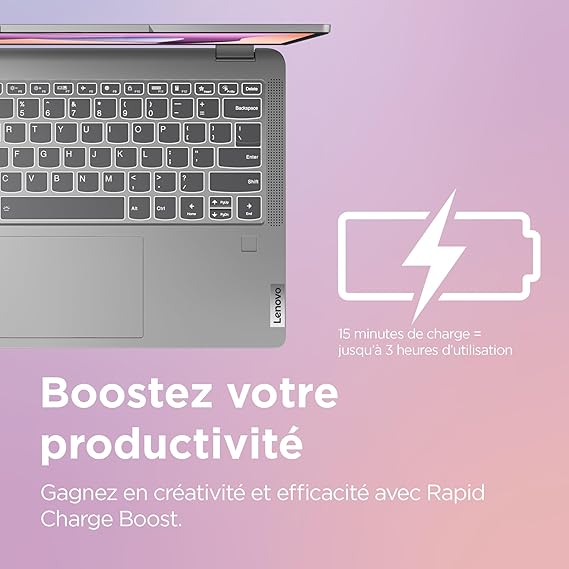 Lenovo IdeaPad Flex 5 14ABR8 - Ordinateur Portable 14'' WUXGA Tactile (AMD Ryzen 7 5825U, RAM 16Go, SSD 512Go, AMD Radeon Graphics, Windows 11 Home) Clavier AZERTY Français - Gris – Image 6