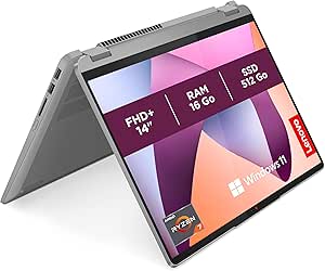 Lenovo IdeaPad Flex 5 14ABR8 - Ordinateur Portable 14'' WUXGA Tactile (AMD Ryzen 7 5825U, RAM 16Go, SSD 512Go, AMD Radeon Graphics, Windows 11 Home) Clavier AZERTY Français - Gris – Image 5