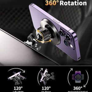 BHHB Magsafe Support de téléphone Portable avec 16 aimants puissants pour Ventilation de Voiture,Rotatif à 360°,Convient pour iPhone 16,15,14,13,12 Pro Max,Samsung Huawei Autres téléphones Portables