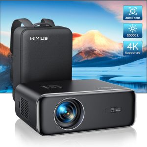 【Auto Focus/Keystone】 Vidéoprojecteur 4K WiFi Bluetooth 35000 Lumens Full HD 1080P, WiMiUS Projecteur 4K Supporté Zoom 50% Vidéoprojecteur WiFi6 Portable Home Cinéma/Extérieur pour Phone/TV Stick/PS5