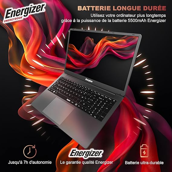 Energizer EnergyBook 17 – PC Portable 17,3" HD+, Intel Celeron, 4 Go RAM, SSD 128 Go, Windows 11, Clavier AZERTY – USB 3.0, HDMI – Ordinateur Laptop Gris Grande Autonomie – Image 4