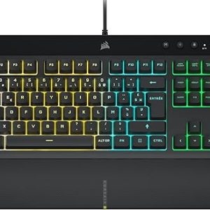 CORSAIR K55 RGB PRO Clavier de Jeu Filaire à Membrane – IP42 Résistant à la Poussière et Aux éclaboussures – 6 Touches Macro Intégration Elgato – Compatible iCUE – AZERTY FR – PC, Mac, Xbox – Noir