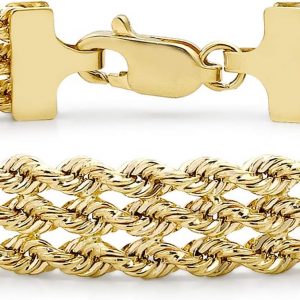 Femme Or Jaune 9 ct Bracelet 3 Brins Rope de 18 cm/7 pouces