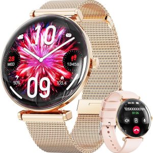 Hwagol Montre intelligente pour femme 1,43″ HD avec appel Bluetooth, 100 modes sportifs, pulsomètre, SpO2, sommeil