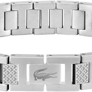 Lacoste Bracelet à maillons Collection METROPOLE Embelli avec motif petit piqué – Disponible pour homme et femme