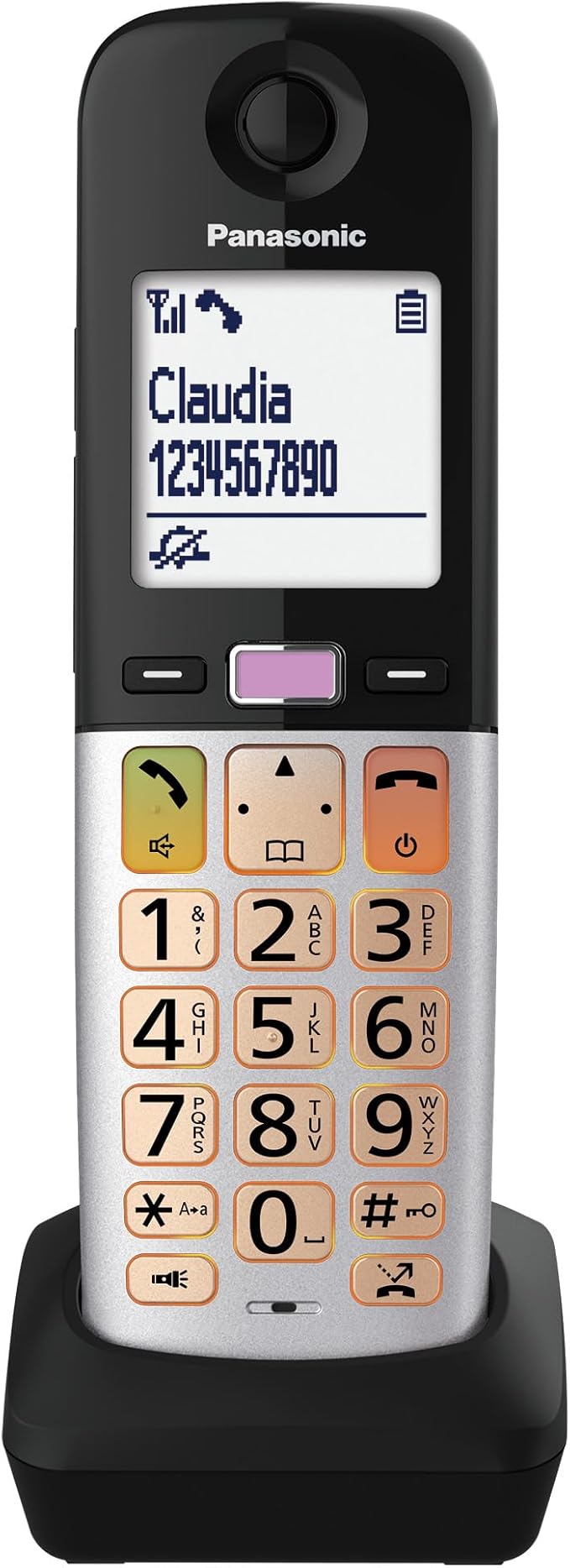 Panasonic KX-TGUA40EXB Combiné Supplémentaire pour Téléphones Numériques sans Fil KX-TGU430/KX-TGU410, Écran LCD, Appel Favori, Compatible avec Aides Auditives, Unité Principale Requise,Noir & Argent – Image 2