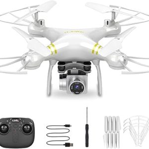 HJ14W Drone avec Caméra HD, Drone Caméra Temps de Vol de 17 Minutes, 360°Flips, Mode sans Tête, Maintien de l’altitude pour Débutants & Enfants (Blanc)