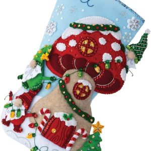 Bucilla Felt Stocking Applique Kit 18″ Long-Gnome For Christmas