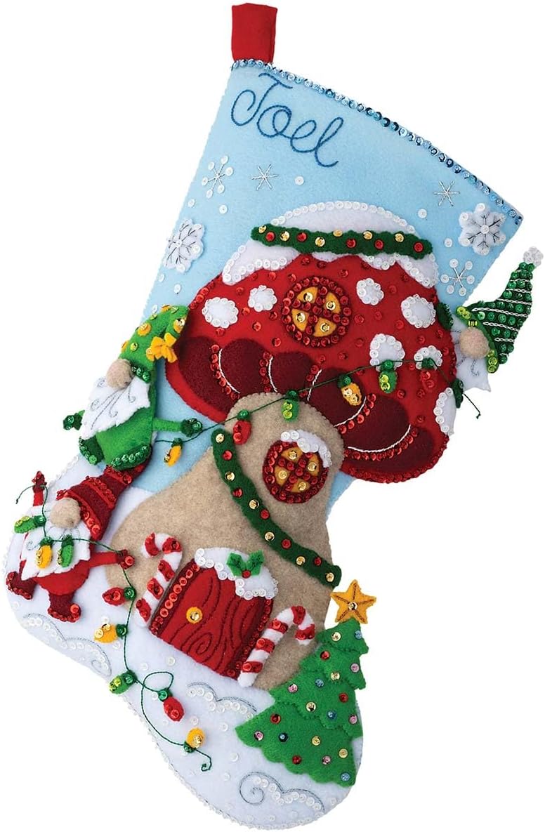 Bucilla Felt Stocking Applique Kit 18" Long-Gnome For Christmas