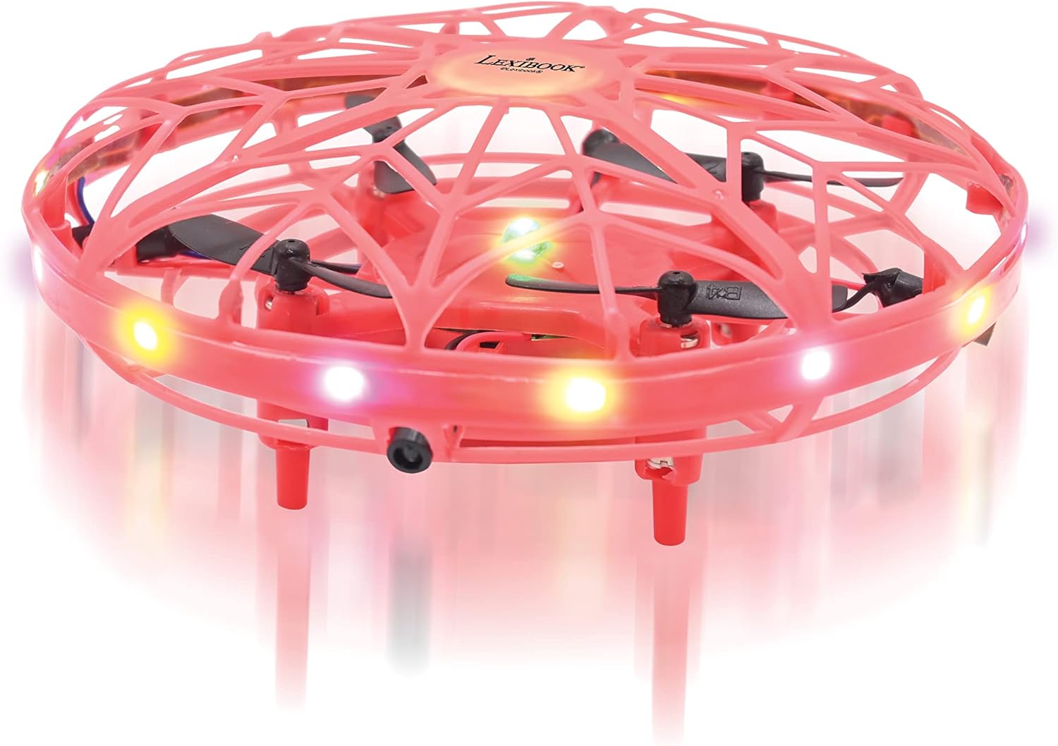 Lexibook, Crosslander® UFO, Premier Drone Lumineux Rechargeable avec contrôle gestuel, jusqu'à 5km/h, capteur de Mouvement, Maintien de l'altitude, Effets Lumineux, Rouge, UFO01
