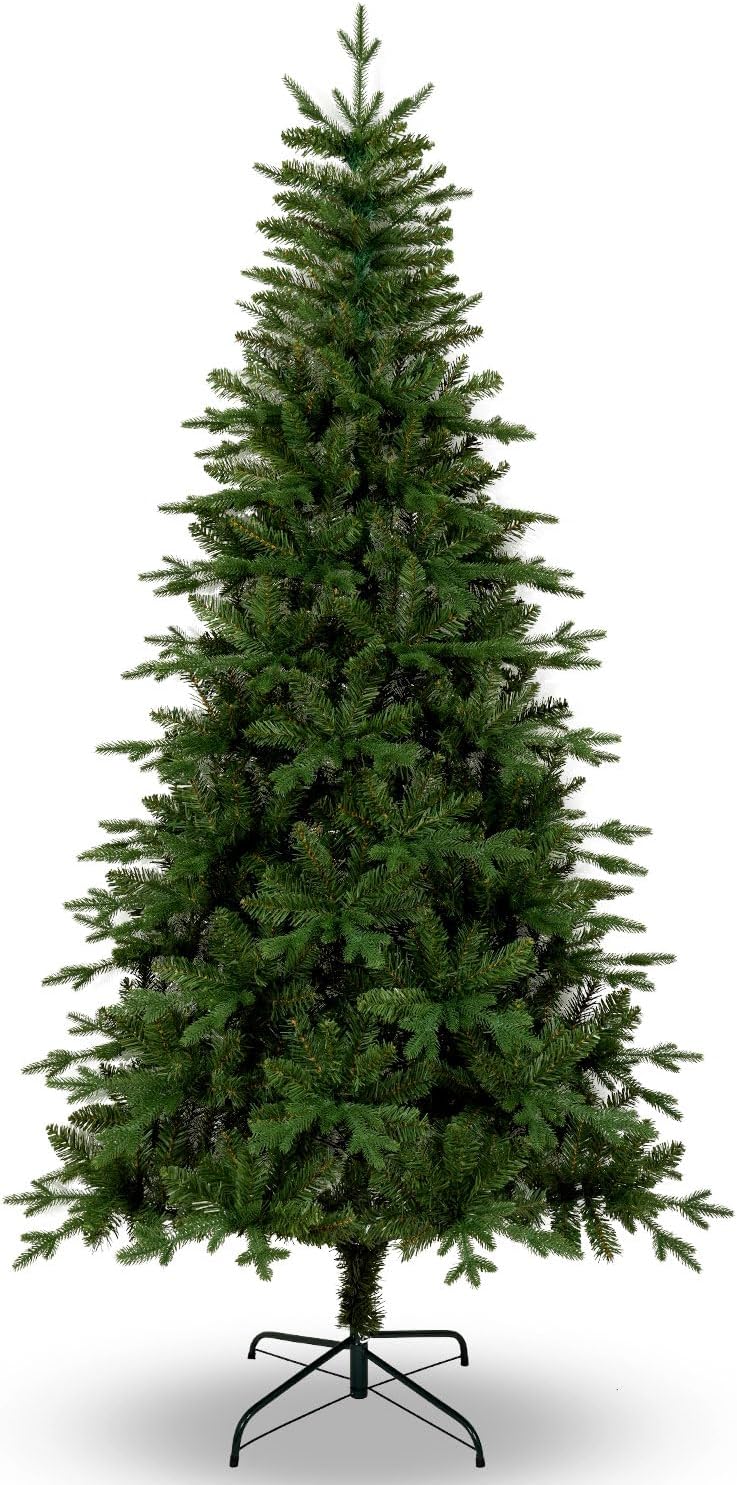 Uten Sapin de Noël Artificiel 150 cm, Réaliste PE Arbre Noël Décoration Intérieur, 386 Aspect Naturel Branches en PVC & PE, Branches de Charnière, 2 Styles, Base en Métal, Réutilisable
