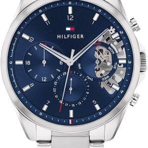 Tommy Hilfiger Montre Analogique Multifunction à Quartz pour homme avec Bracelet milanais en acier inoxydable et en piel