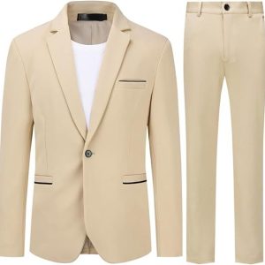 Allthemen Costume Hommes 2 pièces Slim Fit Costard Un Bouton Causal d&rsquo;affaires pour Mariage