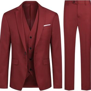 Allthemen Costumes Hommes 3 Pièces Mariage Un Bouton Slim Fit Vests de Smoking Couleur Pure Formel Veste Gilet et Pantalon
