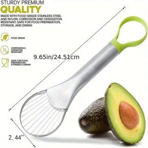 Generic Outil pour avocat, presse-purée multifonction et extracteur de noyau, poignée en plastique vert avec lame en acier inoxydable, accessoire de cuisine facile à utiliser pour la maison