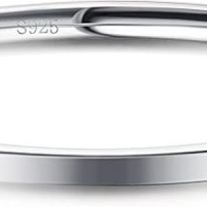 Bague en argent sterling S925 pour homme et femme – Plaqué or blanc 18 carats – Empilable – Fine et unie – Alliance polie – Confortable – Taille 4 à 12, 1 mm, 2 mm, 3 mm, 4 mm