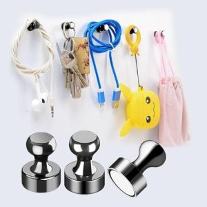 Lot de 12 aimants de réfrigérateur – Petits et puissants – Pour salle de classe, cuisine, maison, fournitures de bureau, accessoires de casier, noir