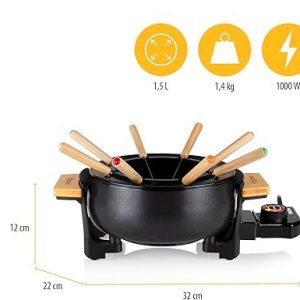 Appareil à fondue électrique Tristar – Pour tous types de fondues – Thermostat réglable – Pour 8 personnes – 1,5 L – Fourchettes incluses