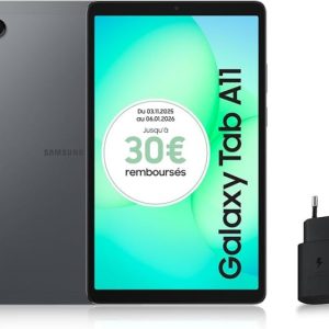 Samsung Galaxy Tab A11 8.7&Prime; WiFi 64 Go, Tablette Android, RAM 4 Go, Son 3D, Gris, Chargeur Secteur Rapide 25W Inclus, Version FR