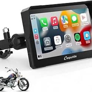 Carpuride W702 Écran GPS Carplay pour Moto, CarPlay sans Fil & Android Auto, Écran Tactile Étanche 7&Prime;, Double Bluetooth, Navigation, Siri, Béquille Moto réglable en Forme de U