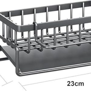 Porte-éponge pour évier de cuisine – Organiseur de savon en acier inoxydable avec plateau de vidange automatique, support de rangement pour évier ou salle de bain, accessoires de maison de petit
