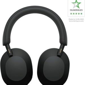 Sony WH-1000XM5 – Étui Rigide, Casque sans Fil Haut de Gamme à réduction de Bruit, Bluetooth, qualité d&rsquo;appel Claire, Audio Hi Res, 30h d&rsquo;autonomie, étui Rigide, iOS et Android – Noir