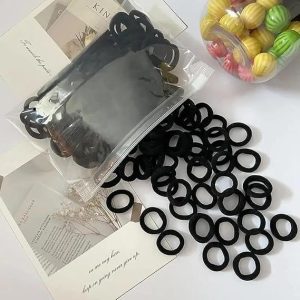 Lot de 100 élastiques à cheveux pour femme – Élastiques en coton sans couture pour queue de cheval épaisse et fine, sans dommage