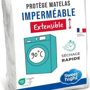 SWEET NIGHT – Protège-Matelas – Alèse 140×190 cm – Imperméable, Respirant & Silencieux – Forme Drap-Housse Bonnet 27 cm – Lavable Machine 90°C – Certifié Oeko-Tex