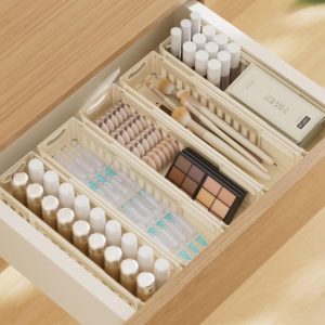 1 bac de rangement pliable en plastique extensible pour l&rsquo;organisation, séparateurs de tiroirs réglables de 27,9 à 47,8 cm pour chambre à coucher, ustensiles de cuisine, outils de placard (8,9 x 8,2