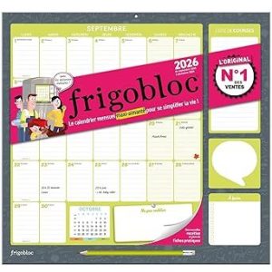 Frigobloc Mensuel 2026 – Calendrier d&rsquo;organisation familiale / mois (de sept. 2025 à déc. 2026) Calendrier – Illustré, 30 avril 2025