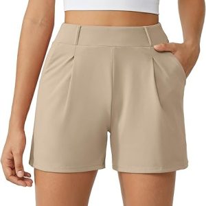 G4Free Short tendance 2025 pour femme – Short d&rsquo;été plissé taille haute avec poches