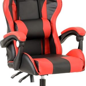 Baroni Home Chaise de Gaming Personnalisable, Chaise de Bureau Ergonomique avec Dossier Réglable, Appui-tête et Soutien Lombaire, Chaise Relaxant, Rouge