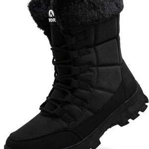 Bottes de Neige Homme Doublure Fourrure Chaude Bottines Imperméable Antidérapante Chaussures d’Hiver