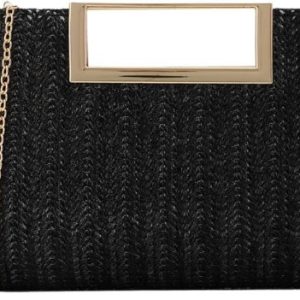 Pochette en paille à poignée supérieure pour femmes, Pochette d&rsquo;été, Sac à bandoulière en raphia de paille