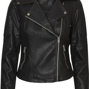 NOISY MAY Veste en Simili Cuir pour Femme Veste de Motard Veste de Transition Manches Longues Chemise Veste en PU NMREBEL