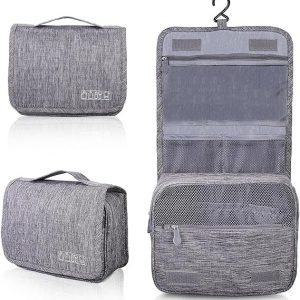 AiQInu Trousse de Toilette, Pliable Grande Trousse de Toilette Voyage pour Hommes et Femmes,Multifonction Imperméable Sac Cosmétique Organisateur de Voyage avec Crochets