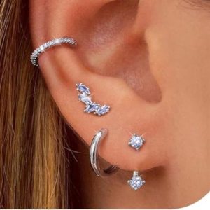 4 Paires Boucles d&rsquo;Oreilles Argent