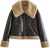 Veste en Cuir pour Femme avec Fourrure, Veste en Fourrure en Cuir à la Mode Manteau Court à Revers Chaud d&rsquo;hiver avec Fermeture Glissière, pour Femmes et Filles – avec